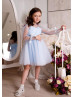 Sky Blue Polka Dot Tulle Flower Girl Dress Baby Tutu Dress